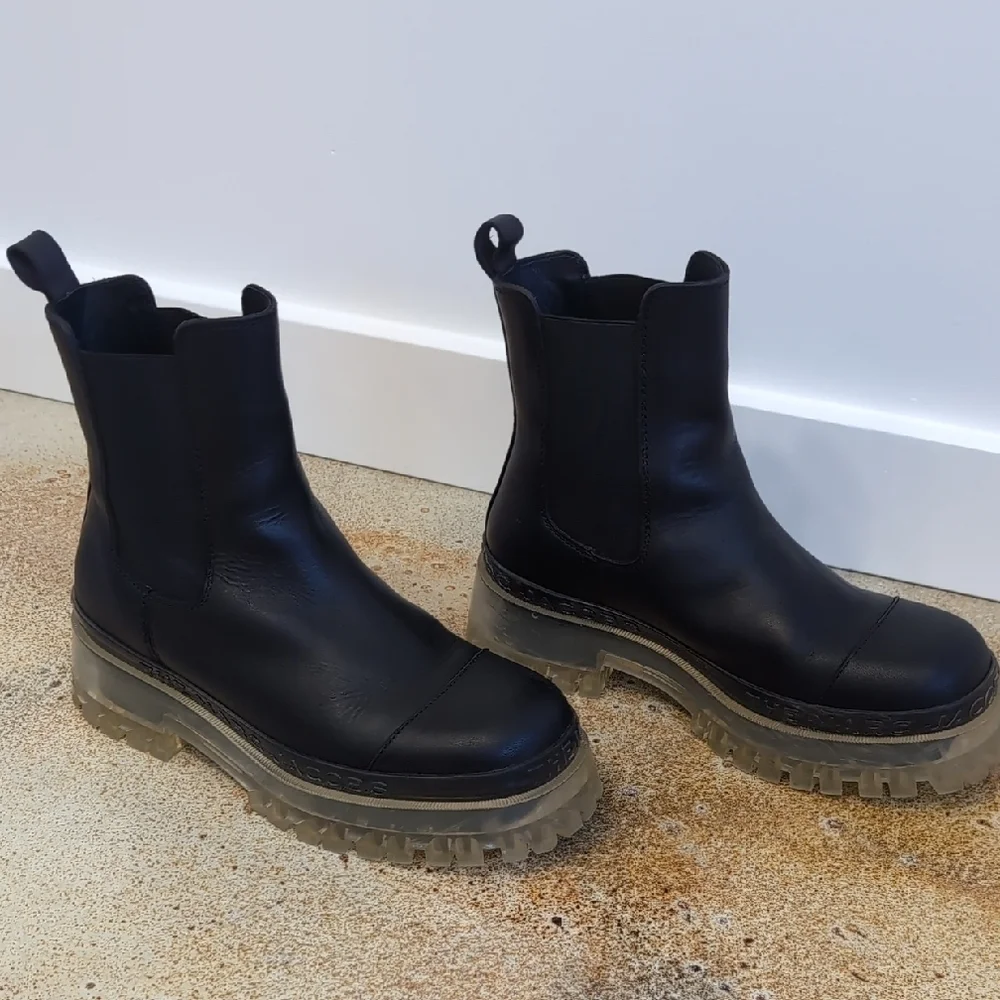 Marc Jacobs | The Stomper Black Ankle Boots Platform Chunky Clear Sole Size 9